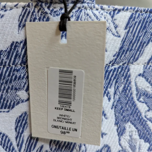 Blue and white embroidered small tote bag BNWT
